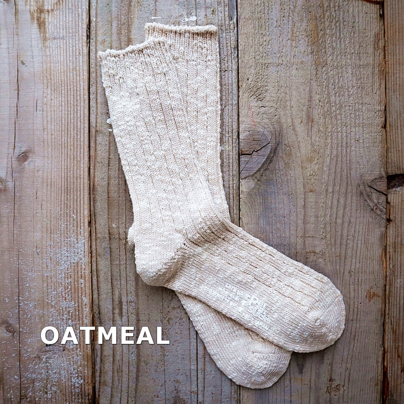 【Put on socks プットオンソックス】"Grain(グレイン)" コットンリネン ジャンボスラブソックス(5 COLOR)