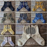 【Put on socks プットオンソックス】"Savon 2nd(サボン)" コットンリネン BIGドット ショートソックス (9 COLOR)