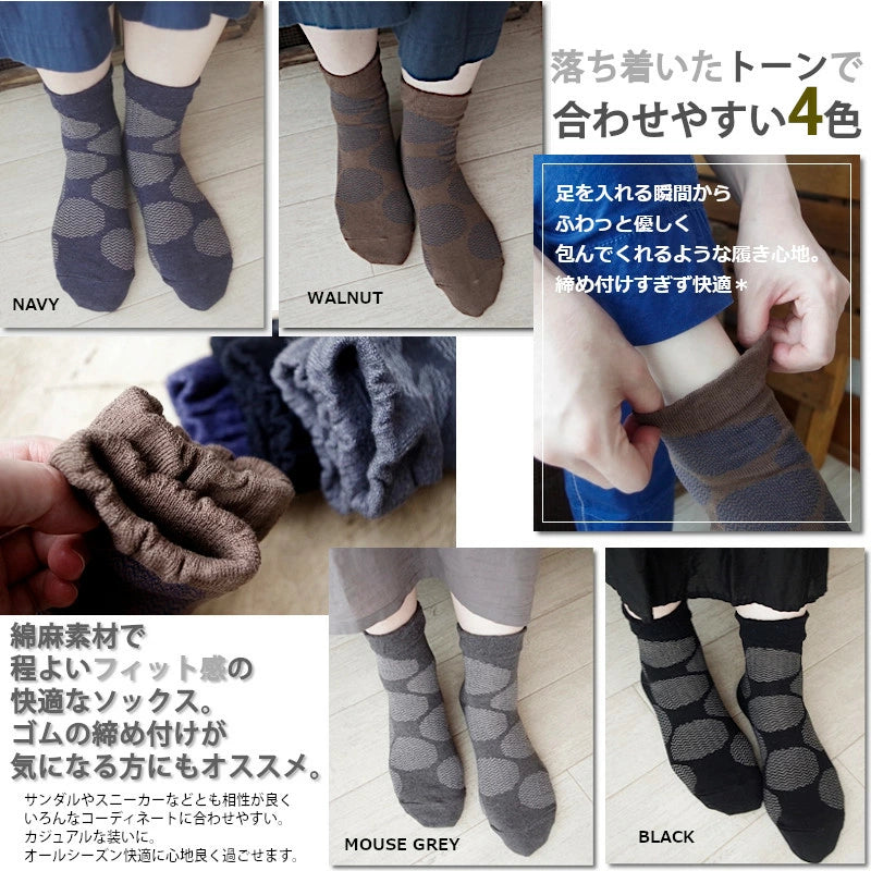 "mare"マール コットンリネン ドットソックス(4 COLOR) - Put on socks
