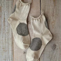 【Put on socks プットオンソックス】"Savon 2nd(サボン)" コットンリネン BIGドット ショートソックス (9 COLOR)