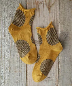 【Put on socks プットオンソックス】"Savon 2nd(サボン)" コットンリネン BIGドット ショートソックス (9 COLOR)