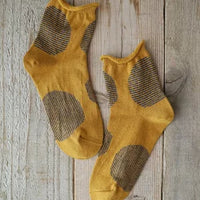 【Put on socks プットオンソックス】"Savon 2nd(サボン)" コットンリネン BIGドット ショートソックス (9 COLOR)