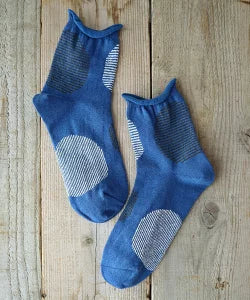 【Put on socks プットオンソックス】"Savon 2nd(サボン)" コットンリネン BIGドット ショートソックス (9 COLOR)