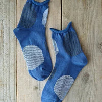 【Put on socks プットオンソックス】"Savon 2nd(サボン)" コットンリネン BIGドット ショートソックス (9 COLOR)