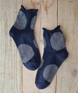 【Put on socks プットオンソックス】"Savon 2nd(サボン)" コットンリネン BIGドット ショートソックス (9 COLOR)