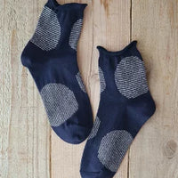【Put on socks プットオンソックス】"Savon 2nd(サボン)" コットンリネン BIGドット ショートソックス (9 COLOR)