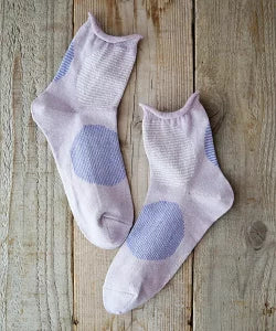 【Put on socks プットオンソックス】"Savon 2nd(サボン)" コットンリネン BIGドット ショートソックス (9 COLOR)