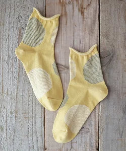 【Put on socks プットオンソックス】"Savon 2nd(サボン)" コットンリネン BIGドット ショートソックス (9 COLOR)