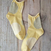 【Put on socks プットオンソックス】"Savon 2nd(サボン)" コットンリネン BIGドット ショートソックス (9 COLOR)