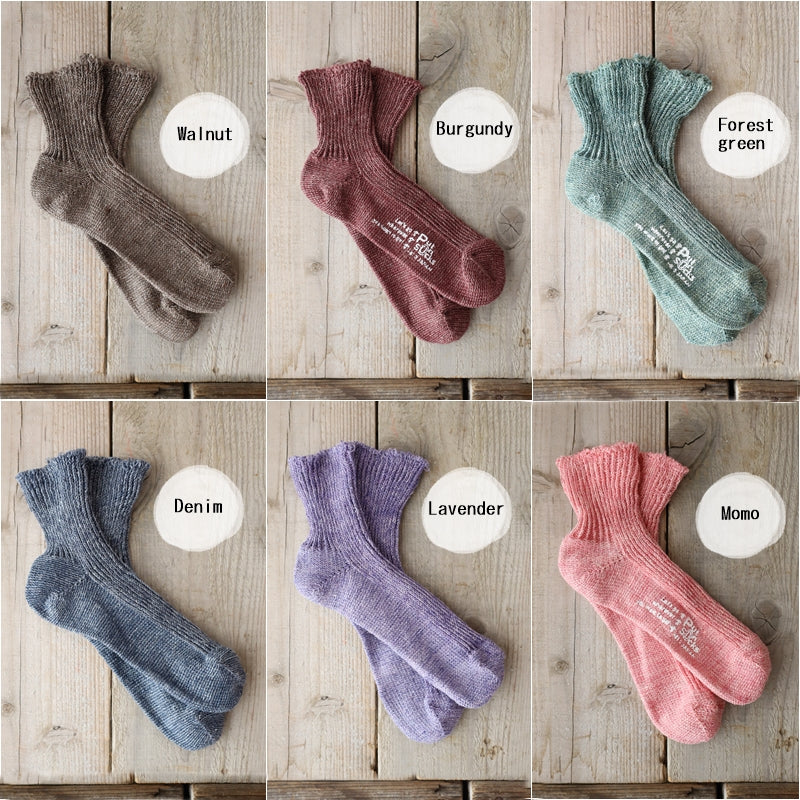 【Put on socks プットオンソックス】"Sea glass(シーグラス)" リネンソックス(12 COLOR)