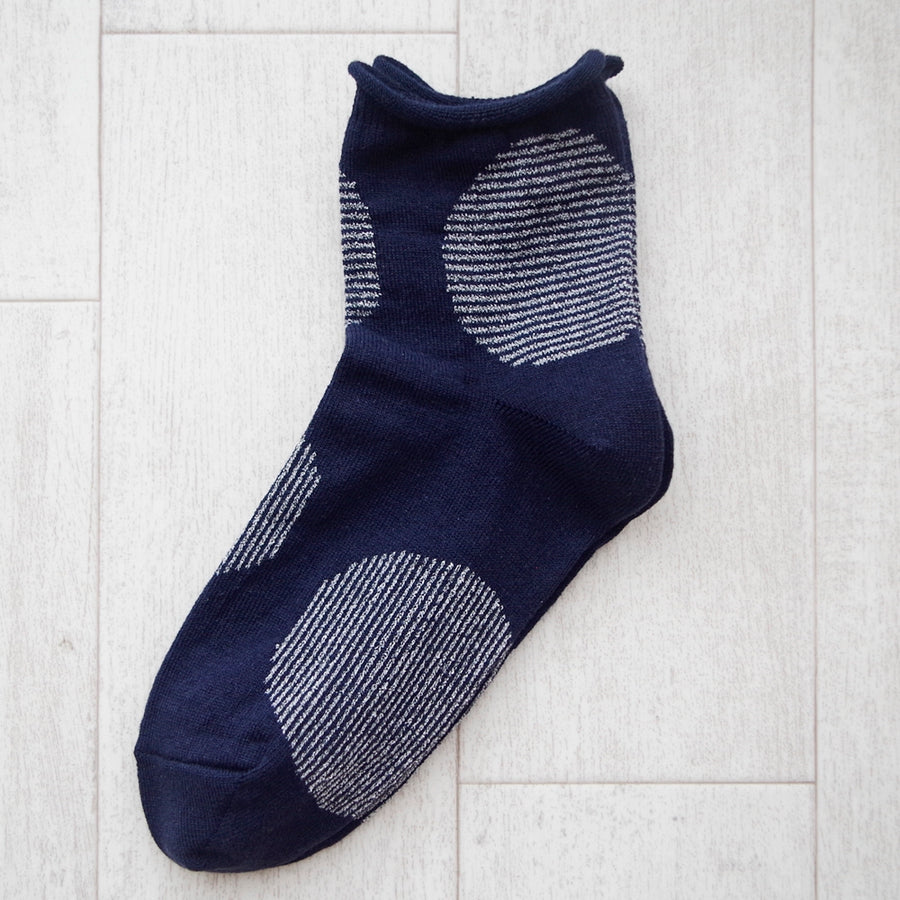 【Put on socks プットオンソックス】"Savon(サボン)" コットンリネン BIGドット ソックス(6 COLOR)