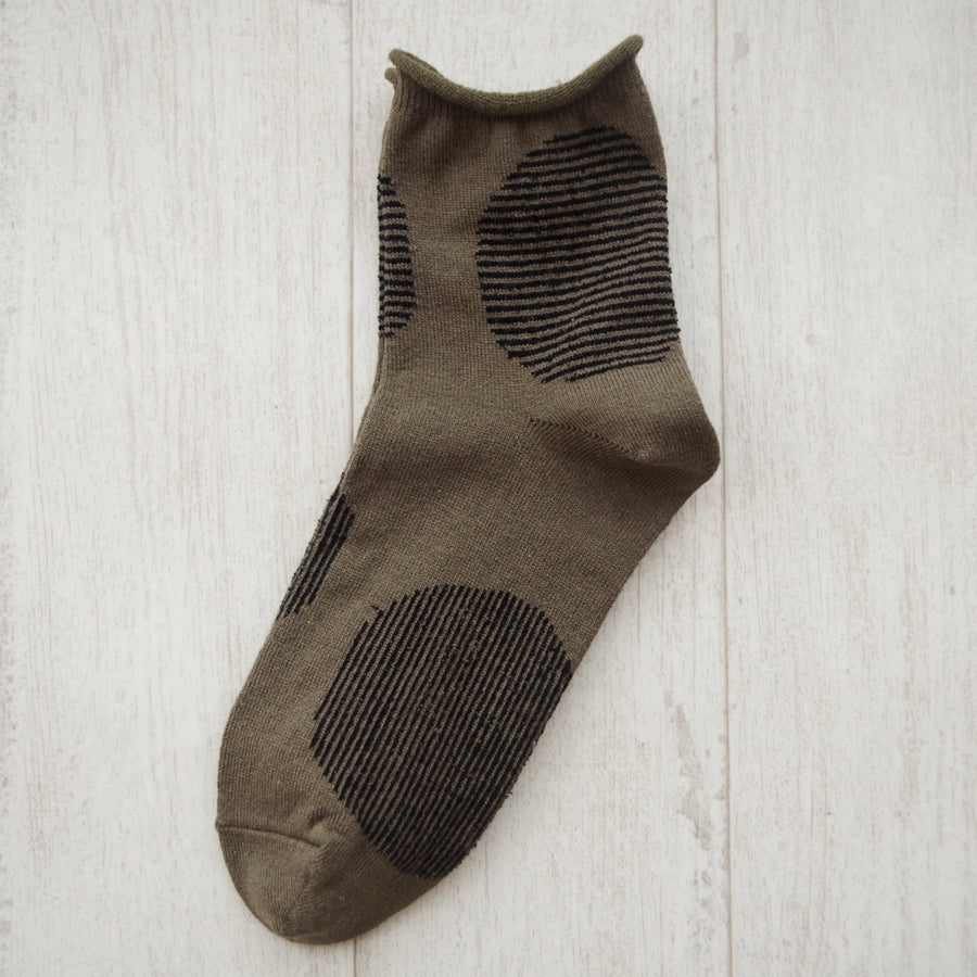 【Put on socks プットオンソックス】"Savon(サボン)" コットンリネン BIGドット ソックス(6 COLOR)