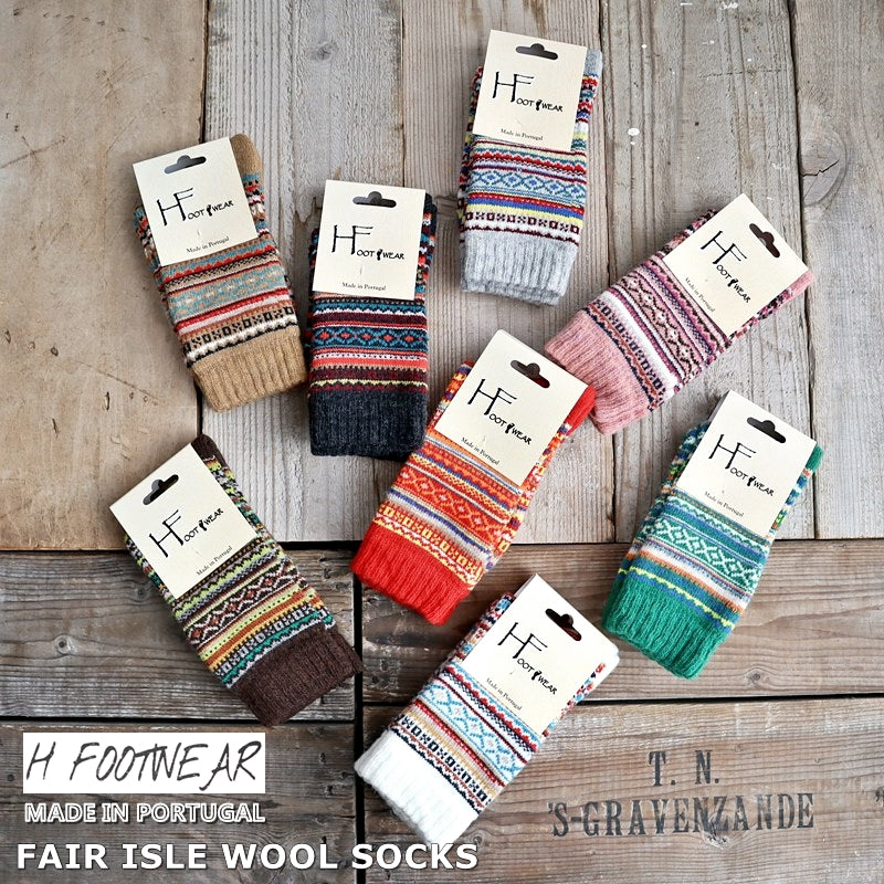 【H FOOTWEAR エイチフットウェア】 "FAIR ISLE(フェアアイル)"　ウールソックス(8色)