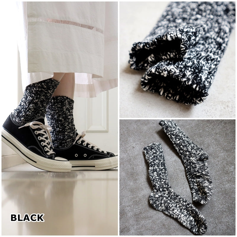 【Put on socks プットオンソックス】"Grain(グレイン)"　コットンリネン ジャンボスラブソックス(5 COLOR)