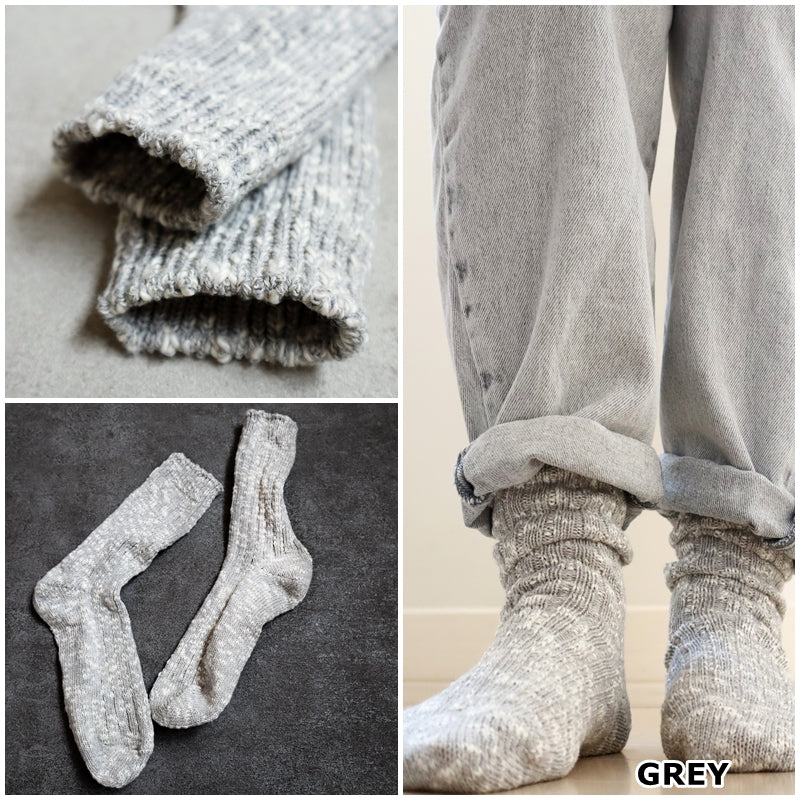 [Put on socks] "Grain" Grain Cotton Linen Jumbo Slub Socks