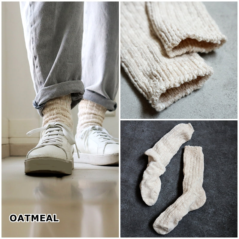 [Put on socks] "Grain" Grain Cotton Linen Jumbo Slub Socks