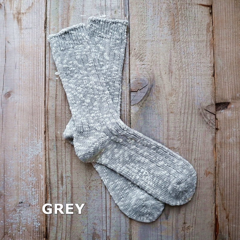 【Put on socks プットオンソックス】"Grain(グレイン)"　コットンリネン ジャンボスラブソックス(5 COLOR)